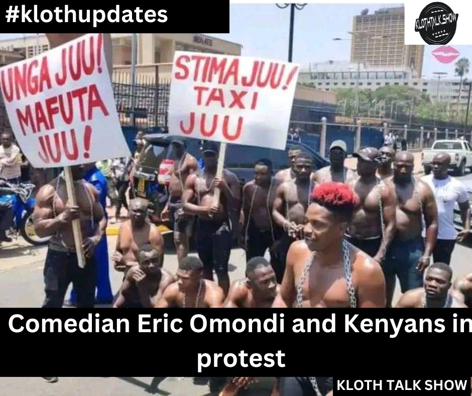 KlothTalkShow's tweet photo. The funny man Eric Omondi and other Kenyans in protest outside the Parliament building.
#klothupdates #ericomondi https://t.co/0deegUJ6Ot
