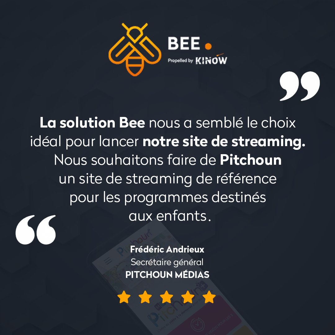 [Cas client] 🎬 

Se démarquer sur ce marché en croissance effrénée, c’est possible!!

Grâce à Bee 🚀, Pitchoun offre son contenu ludo-éducatif et diversifié qui lui permet de faire de son site de streaming une référence. 
 
Lire l'article 👉 bit.ly/3keWqW2 

#OTT