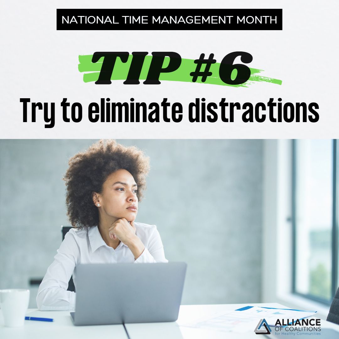 ACHCMichigan's tweet image. You can eliminate distractions by finding a spot to work where other people won&apos;t interrupt you, putting your phone on silent and away where you can&apos;t see it, and focusing on one task at a time. 

#timemanagment #destress