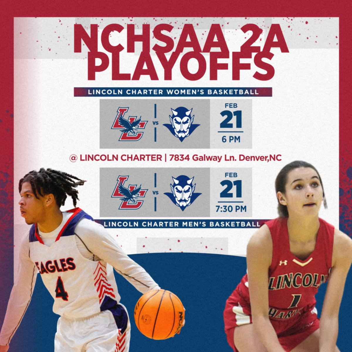 Lincoln Charter 🏀 NCHSAA State Playoffs!
📅 » TODAY 2/21 🆚 » Brevard HS
ℹ️ » Tickets available on GoFan. Sorry No Booster Passes
Buy tix: gofan.co/app/events/915…
Livestream ONLY on NFHSNETWORK.
(Please never click on any links for livestreams)