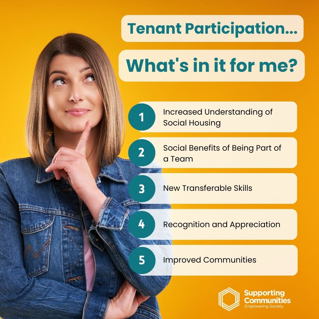 #TenantParticipation is good for everyone involved! 
We know it helps landlords to do their job better, but what’s in it for tenants? 

We asked <a href="/AidanKearney3/">Aidan Kearney</a>, to tell us the top five reasons why tenants get involved. #NextLevelTP

Read his article here: supportingcommunities.org/blog/2023/1/18…