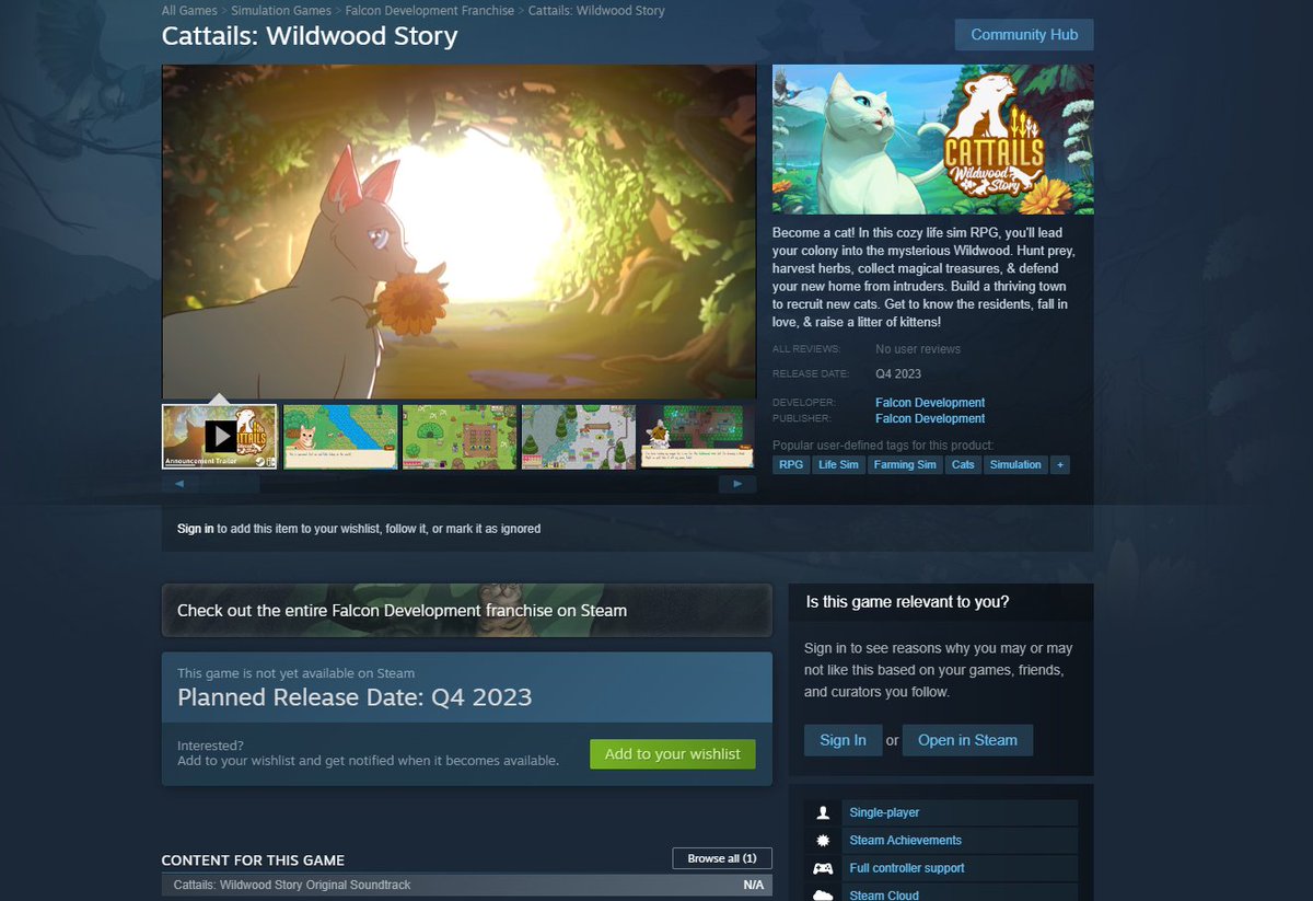 🎮 We've given our Steam page a fresh coat of paint! Go check it out, and wishlist us while you're there! store.steampowered.com/app/1882500/Ca…

 #indiegamedev #gamedev #indiegames #cats #cat #cattailsgame #lifesim #rpg #farmingsim #comingsoon