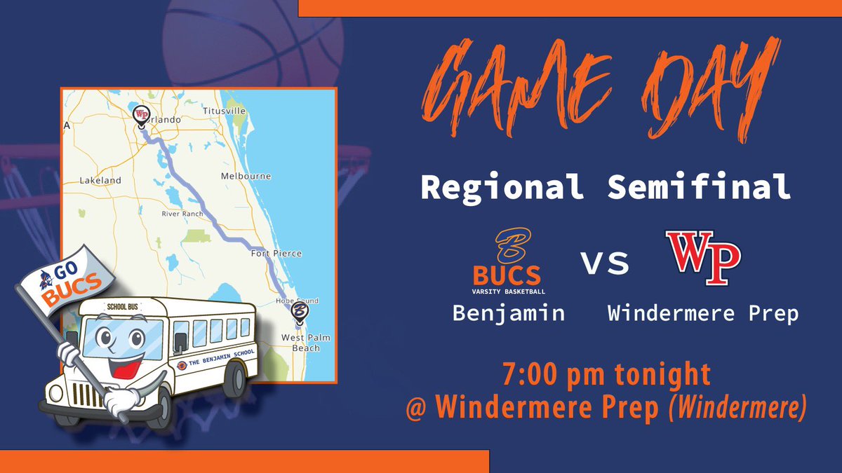 🏀GAME DAY🏀

3A Region 2 SEMIFINAL🔥

🆚 Windermere Prep
⏰ 7:00 pm 
📍 Windermere Prep

BUCS are into the 3A Sweet Sixteen and jump on the road to face Windermere Prep!💥🙌