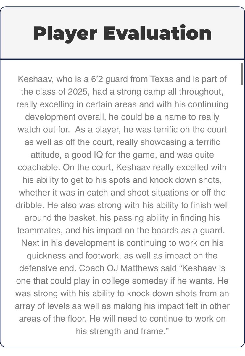 Player Evaluation from Phenom Camp the past summer. <a href="/FriscoMemo_BB/">Frisco Memorial Basketball</a> <a href="/qgibson21/">Coach Gibson</a> <a href="/PhenomAmerica/">Phenom America</a> <a href="/3dHoopsAcademy/">3d EMPIRE</a>