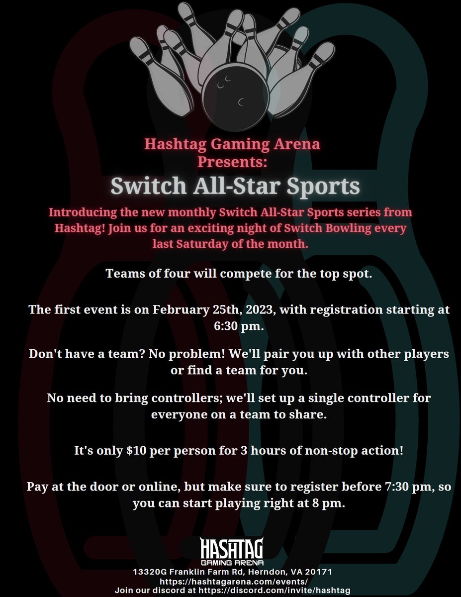 Form a team of four and join us on Feb 25th for Switch All-Star Sports! The first event is coming up fast, so make sure to register and reserve your spot now: ow.ly/Hsgs50MT1Fn #SwitchBowling #HashtagGaming #SaturdayFun