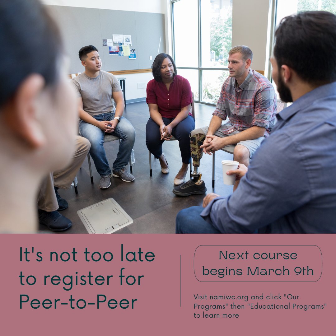 Interested in joining Peer-to-Peer? There's still time to register for the next course: namiwc.org/about/mental-h…
