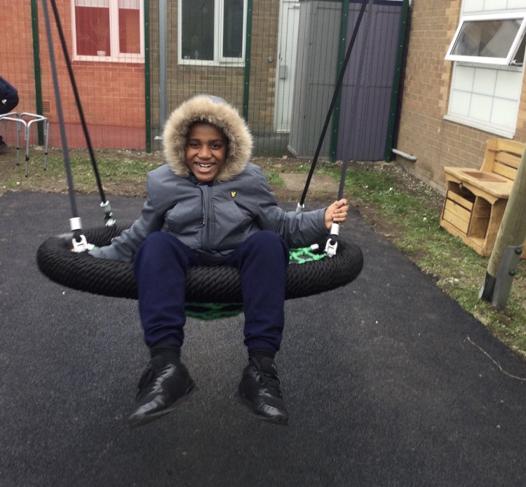LSEATWoodside's tweet photo. @LSEATWoodside  the students are really enjoying the new swing. #grateful #swing #Roseclass #thankyouLSEAT https://t.co/F0yEhXFiHx