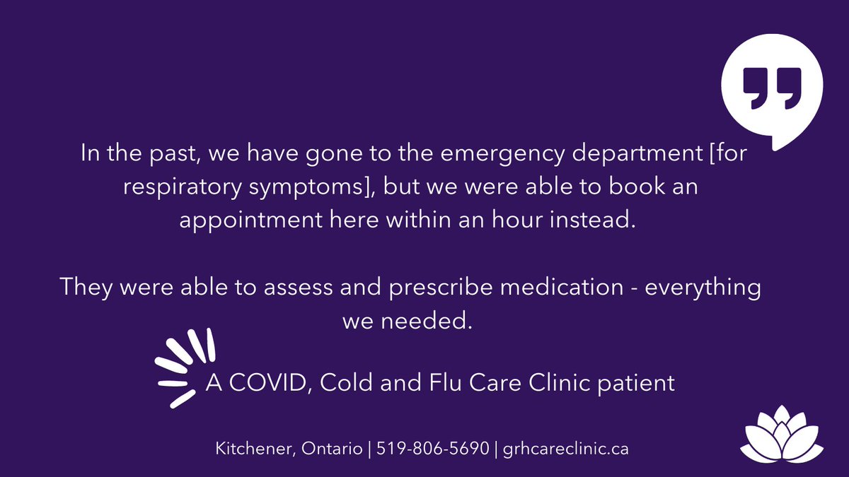 grhospitalkw's tweet photo. The COVID, Cold and Flu Clinic is a fast and efficient way to get care for respiratory symptoms, especially if you can't see a family doctor or want to avoid a trip to emerg! For more information: https://t.co/c0aOXVM7nd https://t.co/djDE1QSHGo