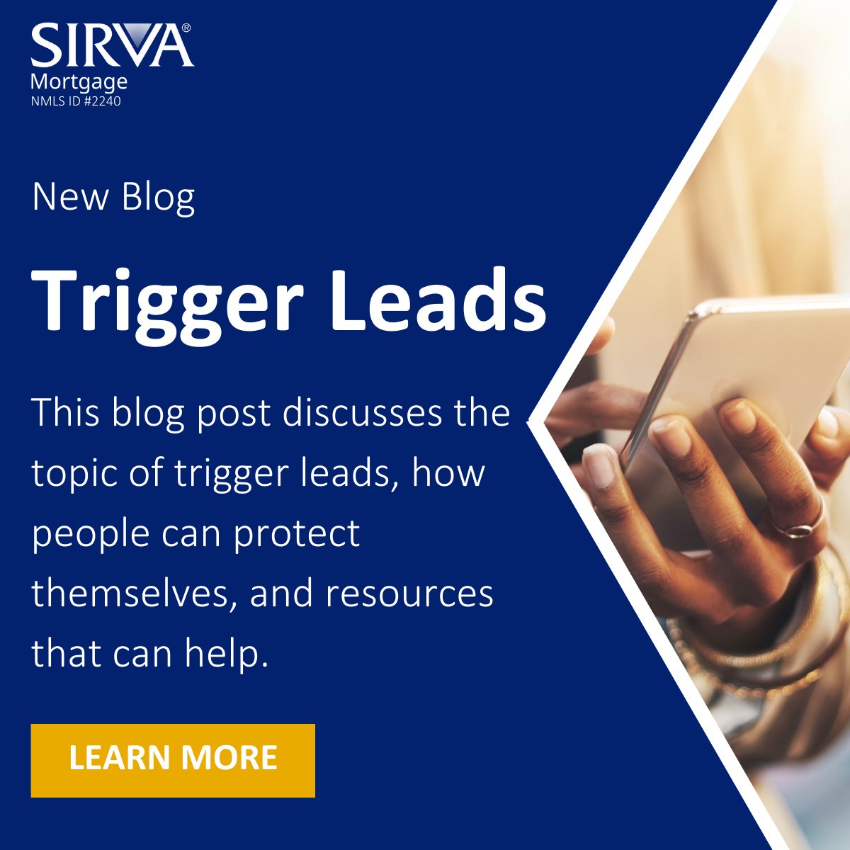 SIRVAMortgage's tweet image. Are you interested in learning more about trigger leads and how you can protect yourself? Check out our latest blog post for helpful tips and resources to keep you safe! #ProtectYourself #TriggerLeads #Resources

ow.ly/Z0j750MMgkm