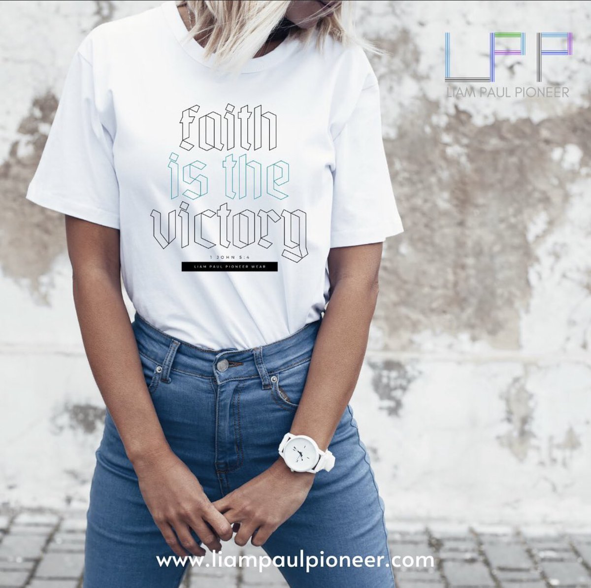 everywheremerch's tweet photo. Faith is the Victory is now available in the Liam Paul Pioneer Store! Get yours today! https://t.co/0Xq2NOpLKj #faithisthevictory #tshirts #tees #clothes #christianclothes https://t.co/i07Q7j8HV5