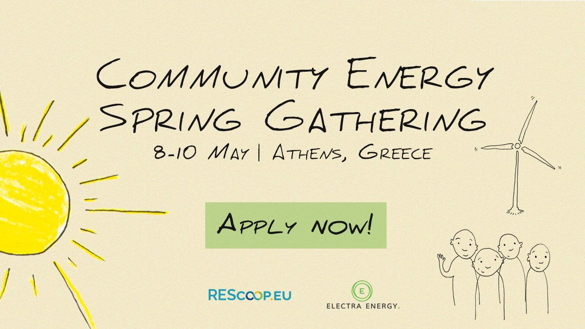 📢 Community Energy Spring Gathering applications are OPEN!

📅 8-10 May📍Athens
☀️ How can citizens produce energy collectively? 
⚖️ How to get more visibility for your community energy story?

These are some of the many topics of our Gathering
Join us !🖇️bit.ly/3Kikx0A