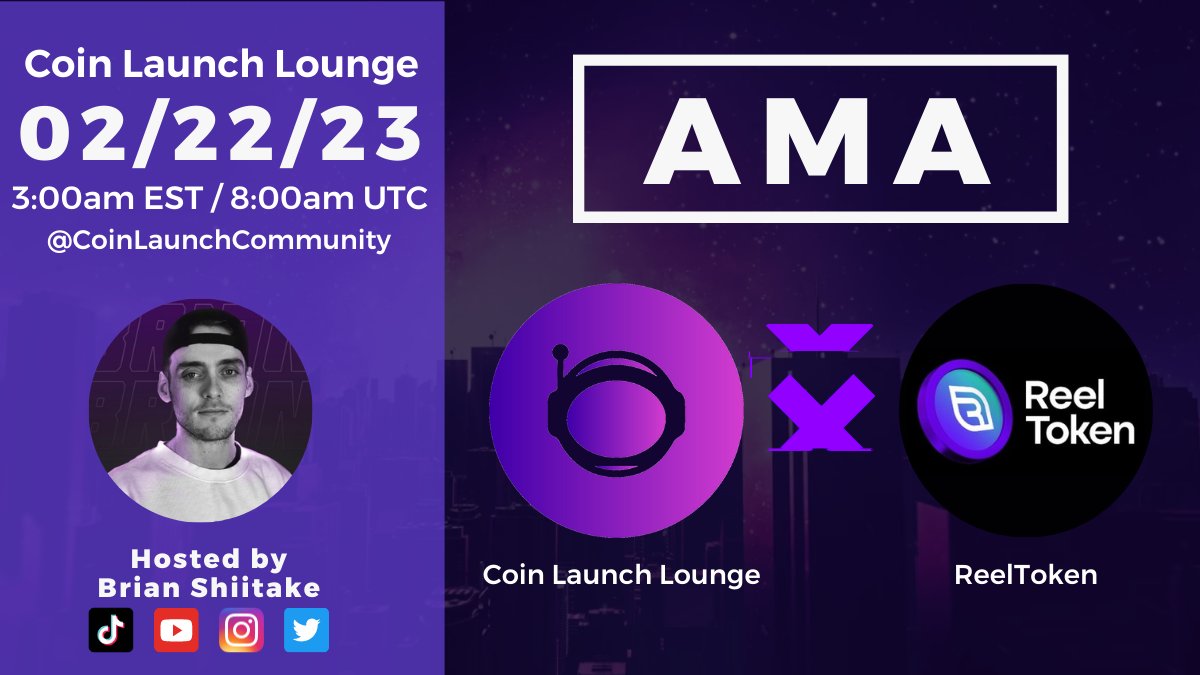 AMA in the Coin Launch Lounge at 8am UTC!

reelcrypto.io
x.com/reel_token
coinlaunchcommunity.t.me