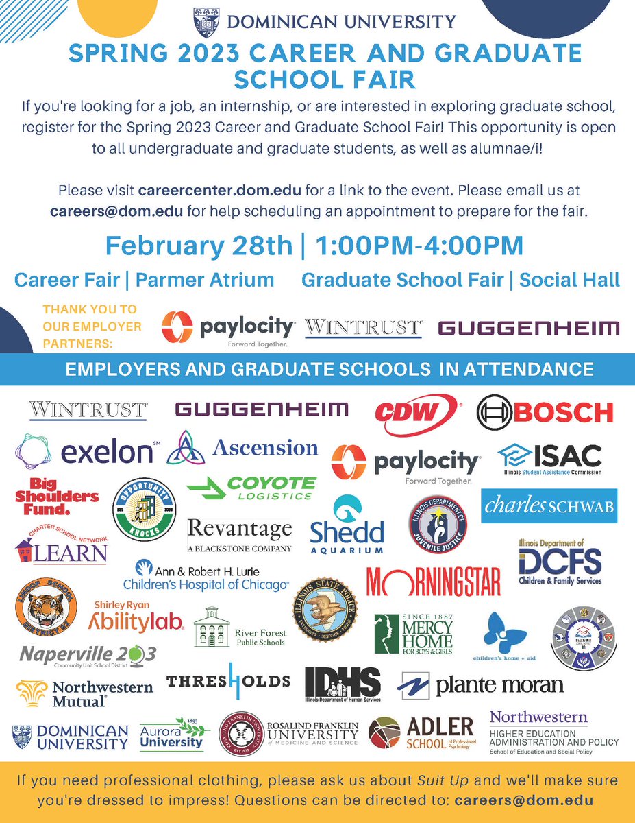 DUCommStars's tweet photo. Next Tuesday, February 28th, Dominican is hosting a Career and Graduate School Fair. If you are interested in an internship, job, and/or graduate school, check it out. The Fair will be in the Social Hall from 1-4pm. @DominicanU @RCASdu @DominicanStar https://t.co/LiaVYUJxzh