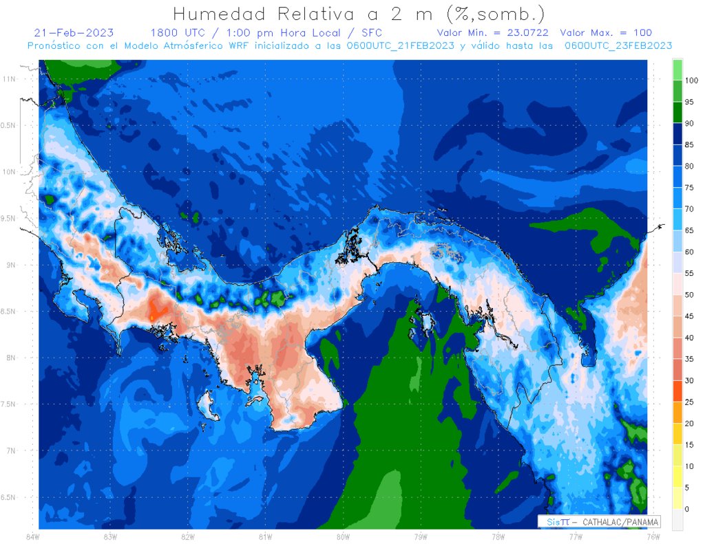 SERVIR CATHALAC METEO on Twitter "Pronóstico de la humedad relativa