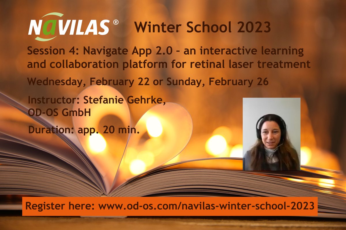 OD_OS_Navilas's tweet photo. Join Navilas® Winter School 2023 – Session 4
https://t.co/Ovk7X51yjK
Navigate App is a free, interactive learning platform for retinal laser treatments. 
Navigate App 2.0: https://t.co/0ZEL1maVw4
#navilas #winterschool #webinar #education #navigate #retinalphysician https://t.co/78Y1XI3KrC