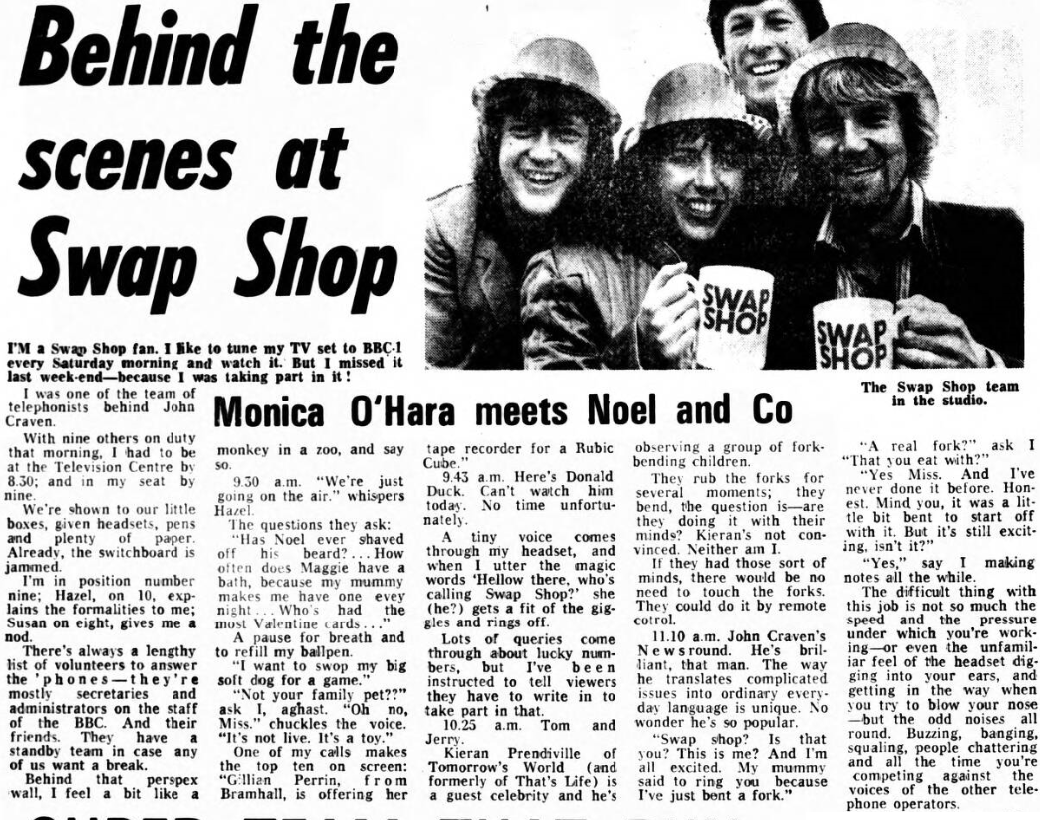 Archivetvmusings on Twitter "'Behind the scenes at Swap Shop