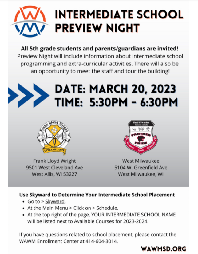 WalkerNxGL's tweet photo. Intermediate School Preview Night March 20th!!! https://t.co/iqTc5RsPB8