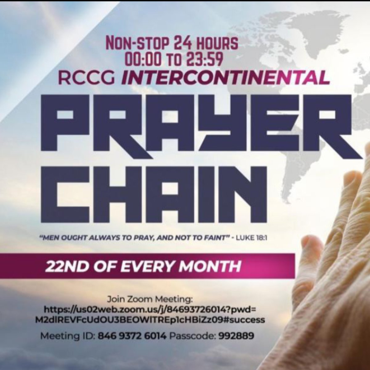 rccgukprayers's tweet photo. The next is tonight Tuesday 22nd February 00.00 hours to 12 midnight.

*The Zoom ID is 84693726014 and the passcode is 992889.* 

The short-cut to instantly join the Zoom Platform
By internet: https://t.co/oIf5sc2gRi https://t.co/EDfy6oAdqE