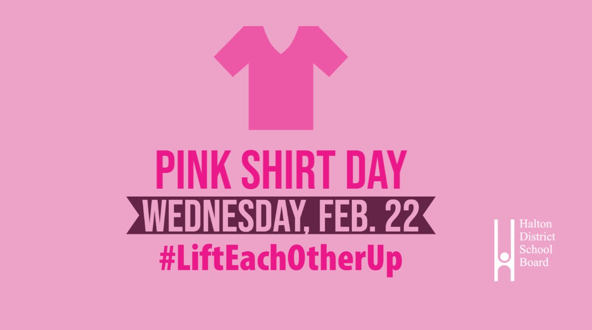 #PinkShirtDay is tomorrow. Remember to wear pink to help raise awareness about bullying and encourage kindness. Learn more about @PinkShirtDay: pinkshirtday.ca #LiftEachOtherUp