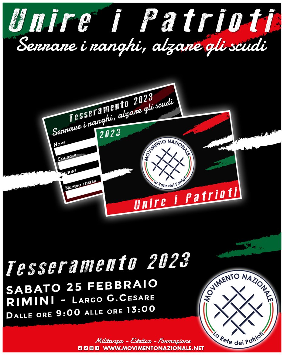 mnromagna's tweet photo. 𝗦𝗔𝗕𝗔𝗧𝗢 𝟮𝟱 𝗙𝗘𝗕𝗕𝗥𝗔𝗜𝗢 ti aspettiamo dalle ore 9.00 alle ore 13.00 al nostro gazebo informativo in Largo Giulio Cesare, davanti all'Arco d'Augusto, a #Rimini. Durante tutta la mattinata sarà possibile sottoscrivere il 𝘁𝗲𝘀𝘀𝗲𝗿𝗮𝗺𝗲𝗻𝘁𝗼 𝟮𝟬𝟮𝟯. Sei dei nostri? https://t.co/2s99wmapgJ
