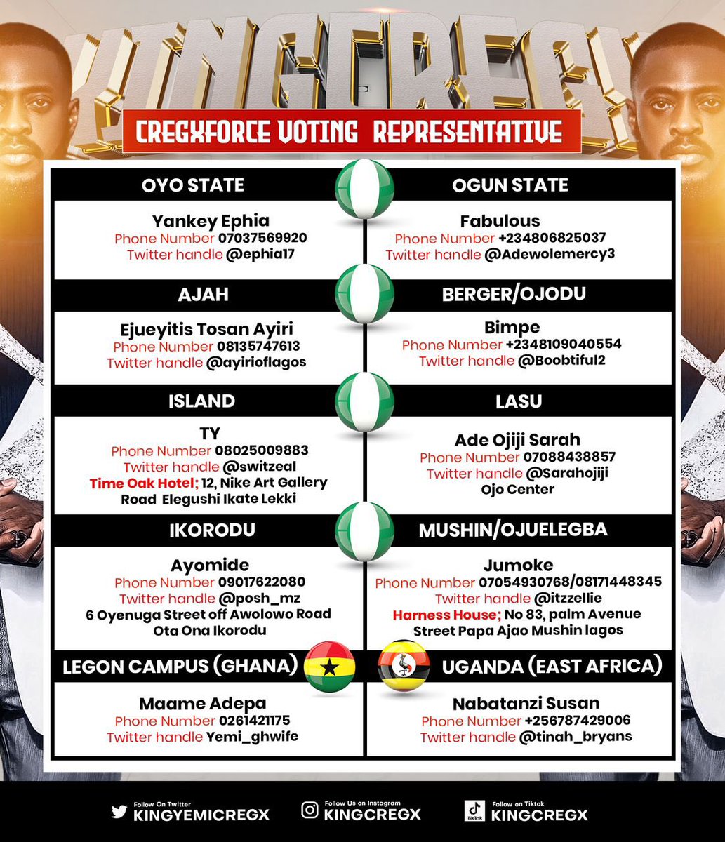 FieldCommando's tweet photo. #BBTitans
#CregxForce as we warm up for the next round of voting please bear in mind that everything would only get tougher and it is does who fail to plan that would plan to fail.
In order to avoid failure, kindly connect with the rep in ur location via the flier below 👇 https://t.co/04h4xQzMv0