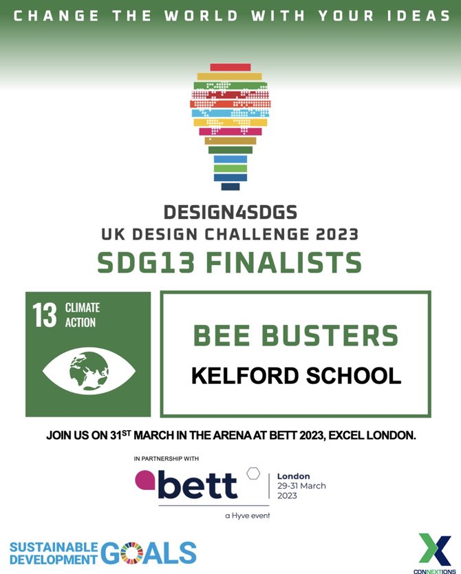Absolutely incredible news. Our team have made the final for #Design4SDGs We’re incredibly proud of them and will be busy preparing for the @Bett_show @InnovationX_edu @EvoHannan