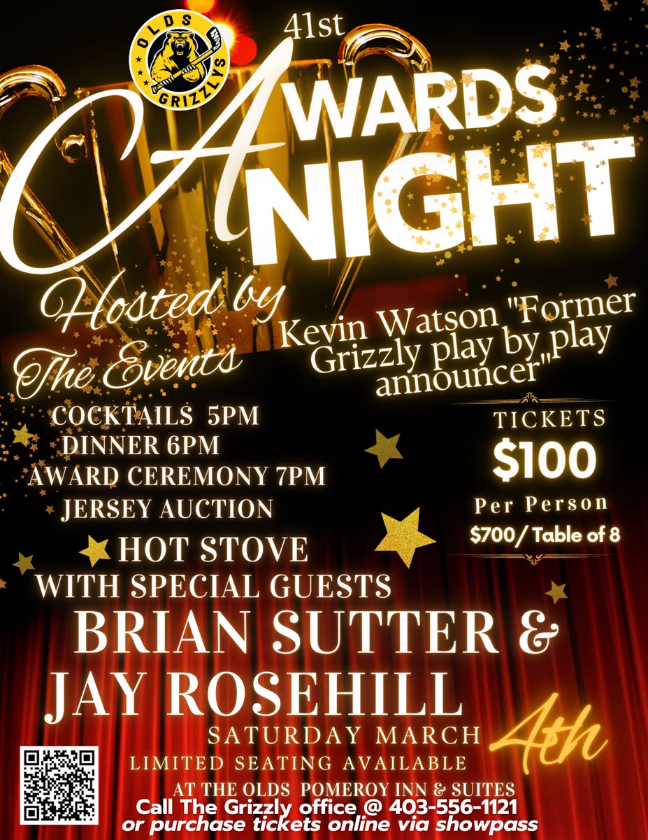 GrizzlysAJHL's tweet photo. What was it like growing up a Sutter or playing for Canada’s most loved team? Get tickets for the Olds Grizzlys’ Banquet to find out! Call the office @ 403-556-1121 or click the link below to get your tickets today! 

https://t.co/ujzZf44EvC

#AJHL #Hotstove  #NHLAlumni https://t.co/i2ZNuBxRzf
