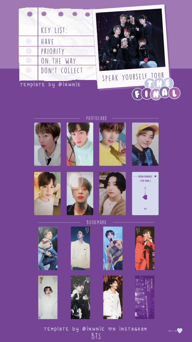 bts speak yourself the final photocard wishlist template (: