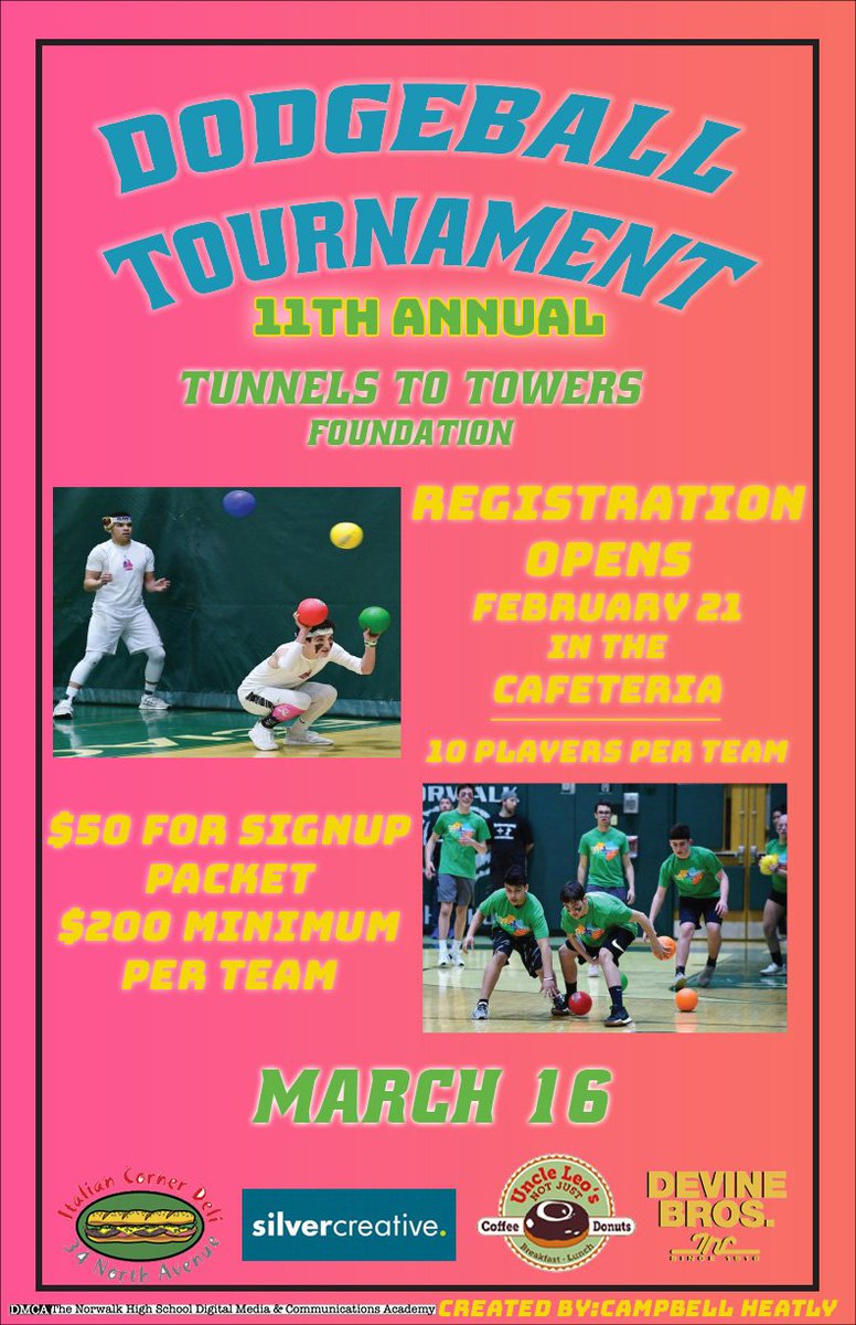 NHS Dodgeball Registration has begun! Team sign ups during all lunch shifts!