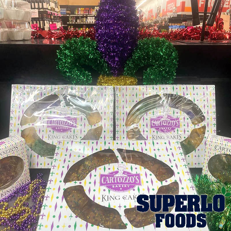Celebrate Mardi Gras like a KING with Cartozzo’s Bakery King Cakes! 🍰👑

Come grab yours TODAY while supplies last! 🎉