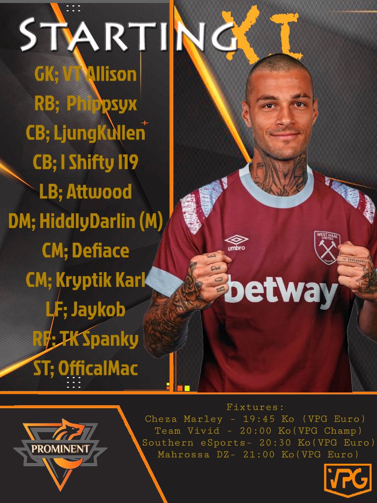 The team is in for tonight’s <a href="/OfficialVPG/">Virtual Pro Gaming</a> English Championship &amp; the Euro League One games.

#UpTheProm