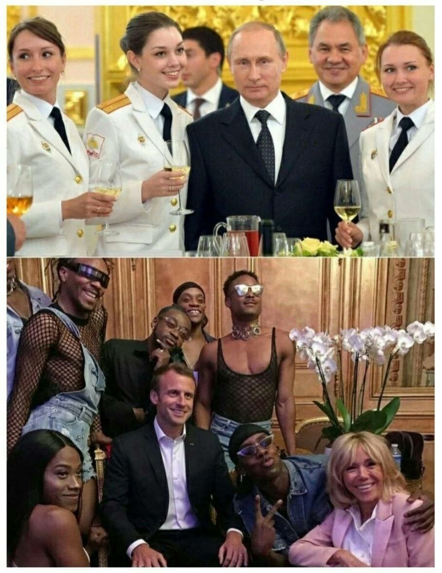 AdsoMelk7's tweet photo. Le discours de #Poutine illustré en 2 photos.
#DiscoursPoutine
#Decadence
#Occident https://t.co/kNLgyBubfj