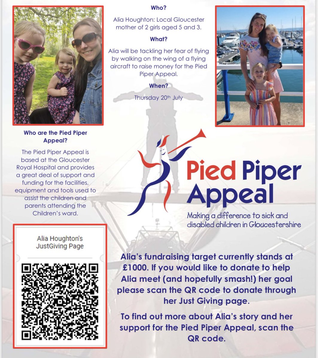 Pied Piper Appeal (@piedpiperappeal) on Twitter photo Massive thanks to Alia Haughton from @Gloucesterquays who is going to face her fears & do a wing walk this summer for Pied Piper
You can sponsor her here
justgiving.com/fundraising/al…
<a href="/aerosuperbatics/">AeroSuperBatics WingWalkers</a> <a href="/juliekentmbe/">Julie Kent MBE</a> #PancakeDay #Challenge #fundraiser Massive thanks to Alia Haughton from @Gloucesterquays who is going to face her fears & do a wing walk this summer for Pied Piper
You can sponsor her here
justgiving.com/fundraising/al…
<a href="/aerosuperbatics/">AeroSuperBatics WingWalkers</a> <a href="/juliekentmbe/">Julie Kent MBE</a> #PancakeDay #Challenge #fundraiser