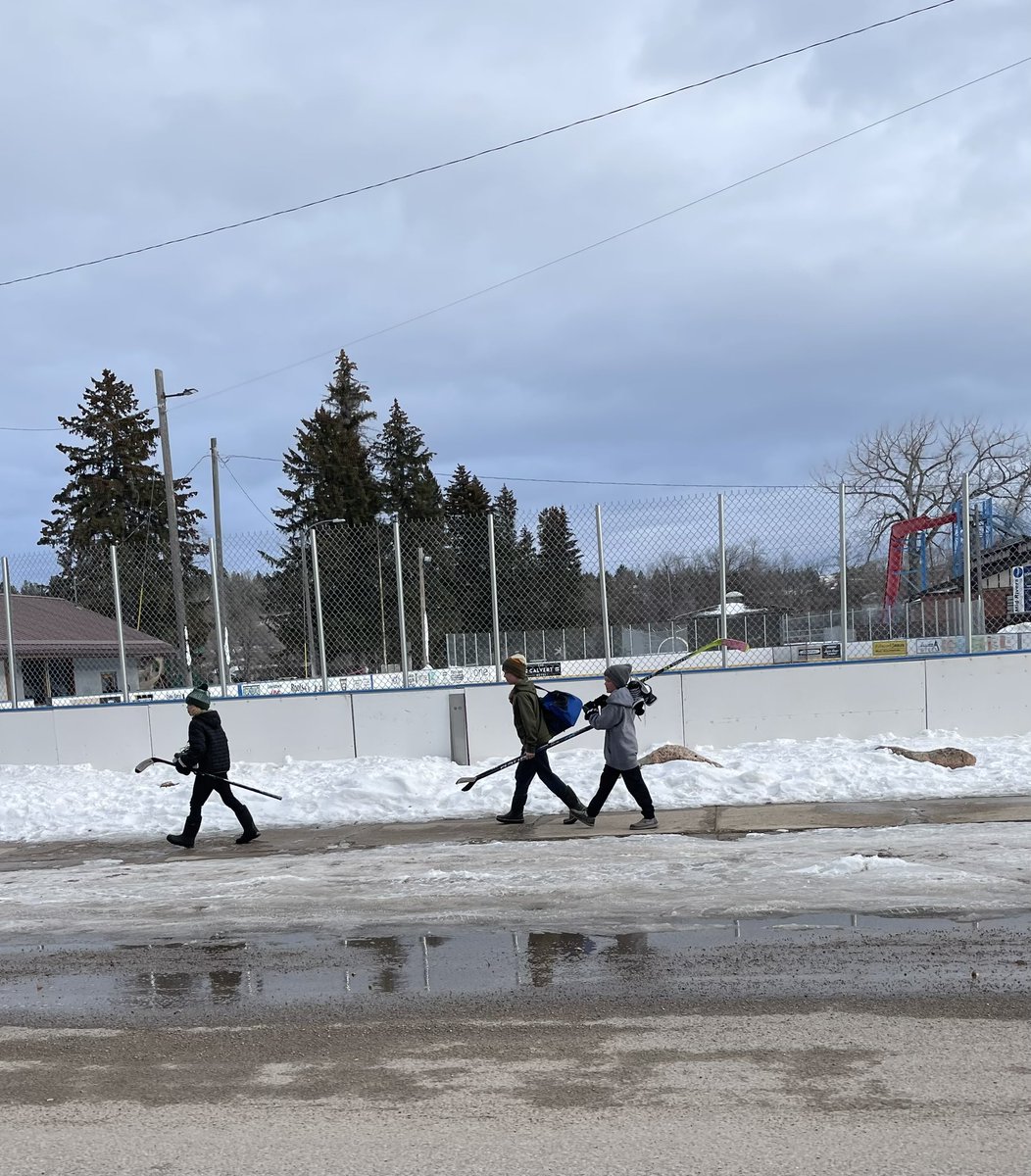 I love to see kids walking to the rink in central Montana!