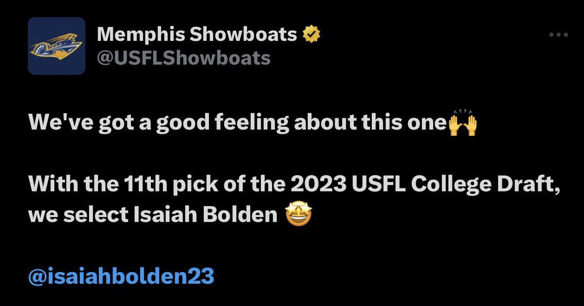 🚨JUST IN: With the 11th pick in the USFL Draft, the Memphis Showboats have selected Former JSU Football DB, Isaiah Bolden 🔥.Heads up,Bolden is still a NFL Draft Prospect ‼️ #usfl #memphisshowboats #draft #jsu #football #jsufootball #swac #hbcu