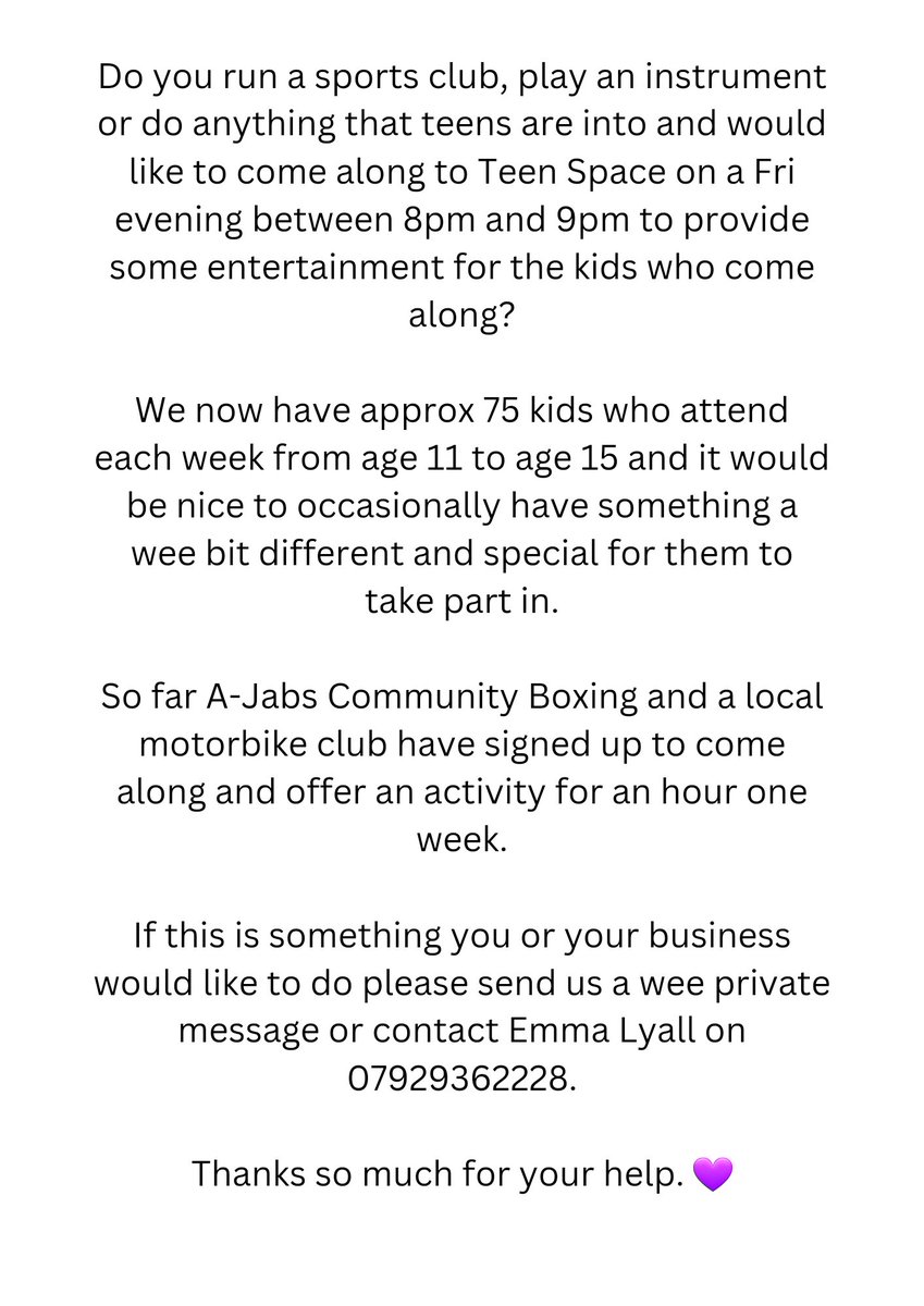 ViewparkPChurch's tweet image. Please share! Can you help? 

#TeenSpaceatVPC #church #churchofscotland #teens #TeenSpace #viewpark #Uddingston #tannochside #birkenshaw #calderbraes #fallside #thorniewood