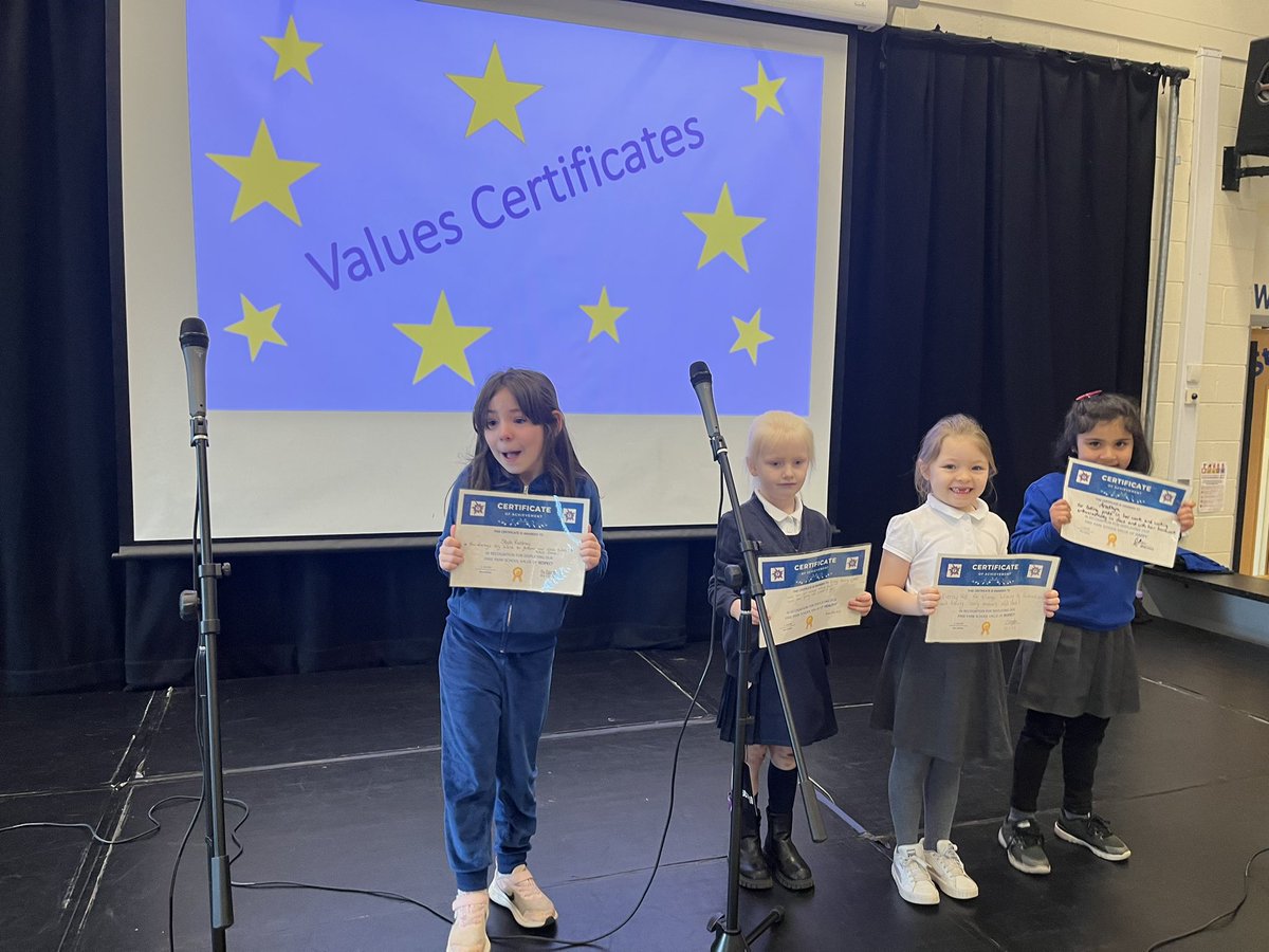 PirieParkPS's tweet image. Some very proud children were presented with values certificates at assembly this morning. Keep on living those values and being a ‘values hero’ 🤩👏🏼😃