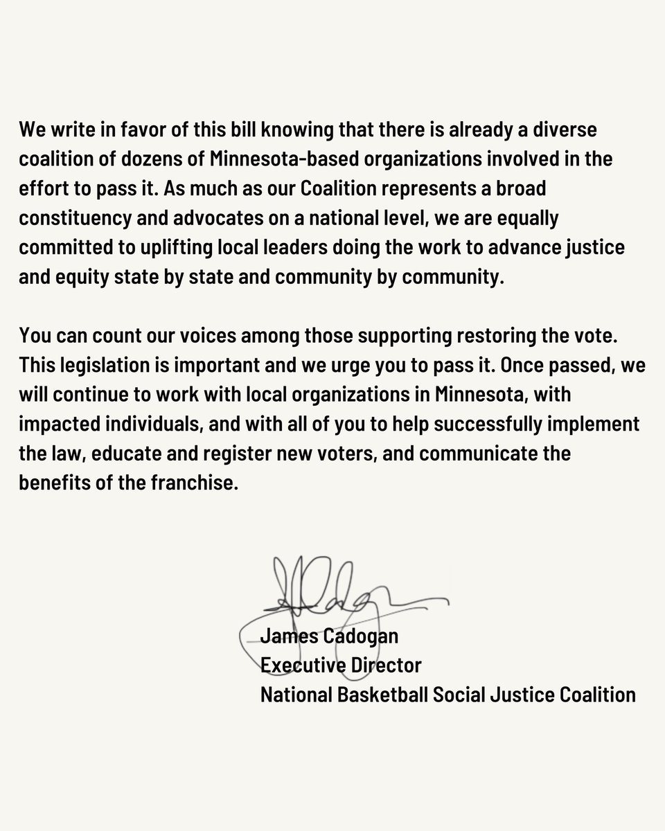NBACoalition's tweet photo. Our Coalition is pleased to stand with @RTVMN, @KarlTowns, and @Timberwolves in supporting this critical voting rights legislation. Read our letter here. #RestoreTheVote https://t.co/5ipKSTs7jM