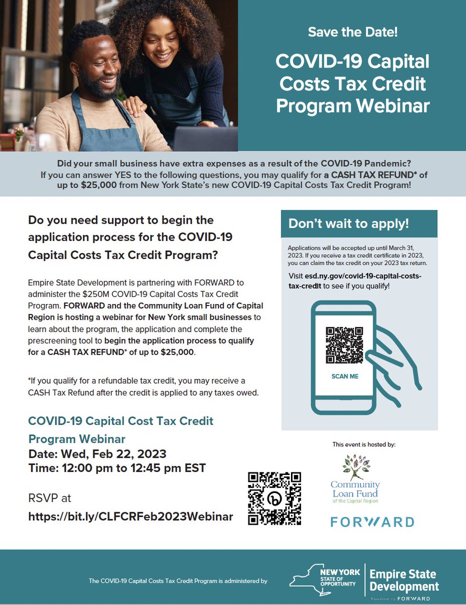 LAST DAY TO REGISTER!!! Your small business could be eligible to receive COVID-19 reimbursement funds! Click the URL below to register today!

bit.ly/3lY8885