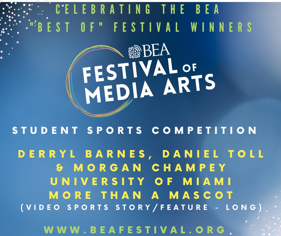 BEAWebTweets's tweet photo. Congratulations on your 2023 “Best of” #BEAfestival @DerrylRoyce @DanielToll2002 @morganchampey02 @univmiami! You are a top 20 winner from over 1,650 submissions. Looking forward to celebrating at #BEAvegas. https://t.co/mgnB0ceD51 https://t.co/XYaM6OS5Ov