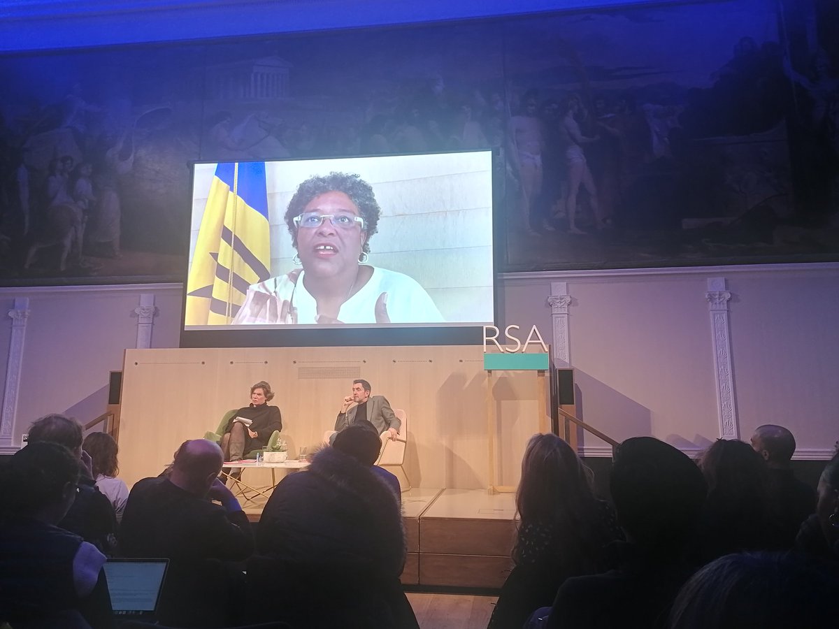 IIPP_UCL's tweet photo. "The Government of Barbados works with @IIPP_UCL to provide #training for #civilservants to enable them to counteract a one size fits all approach to #economydevelopment, which simply does not work for #Barbados" @miaamormottley in conversation with @MazzucatoM @BBCJustineR https://t.co/xQuWiv7Tk7