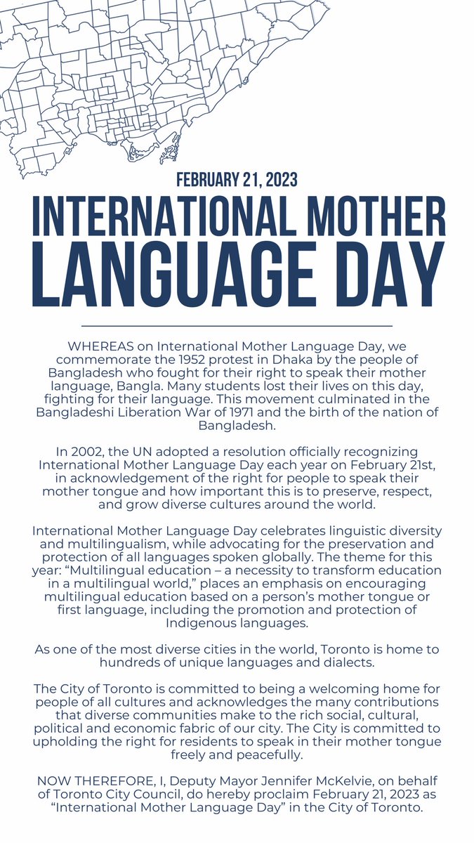 As one of the most diverse cities in the world, Toronto is home to hundreds of unique languages and dialects.

Today, we recognize International Mother Language Day, in which we celebrate and reaffirm the right for Torontonians to speak freely in their mother tongue.