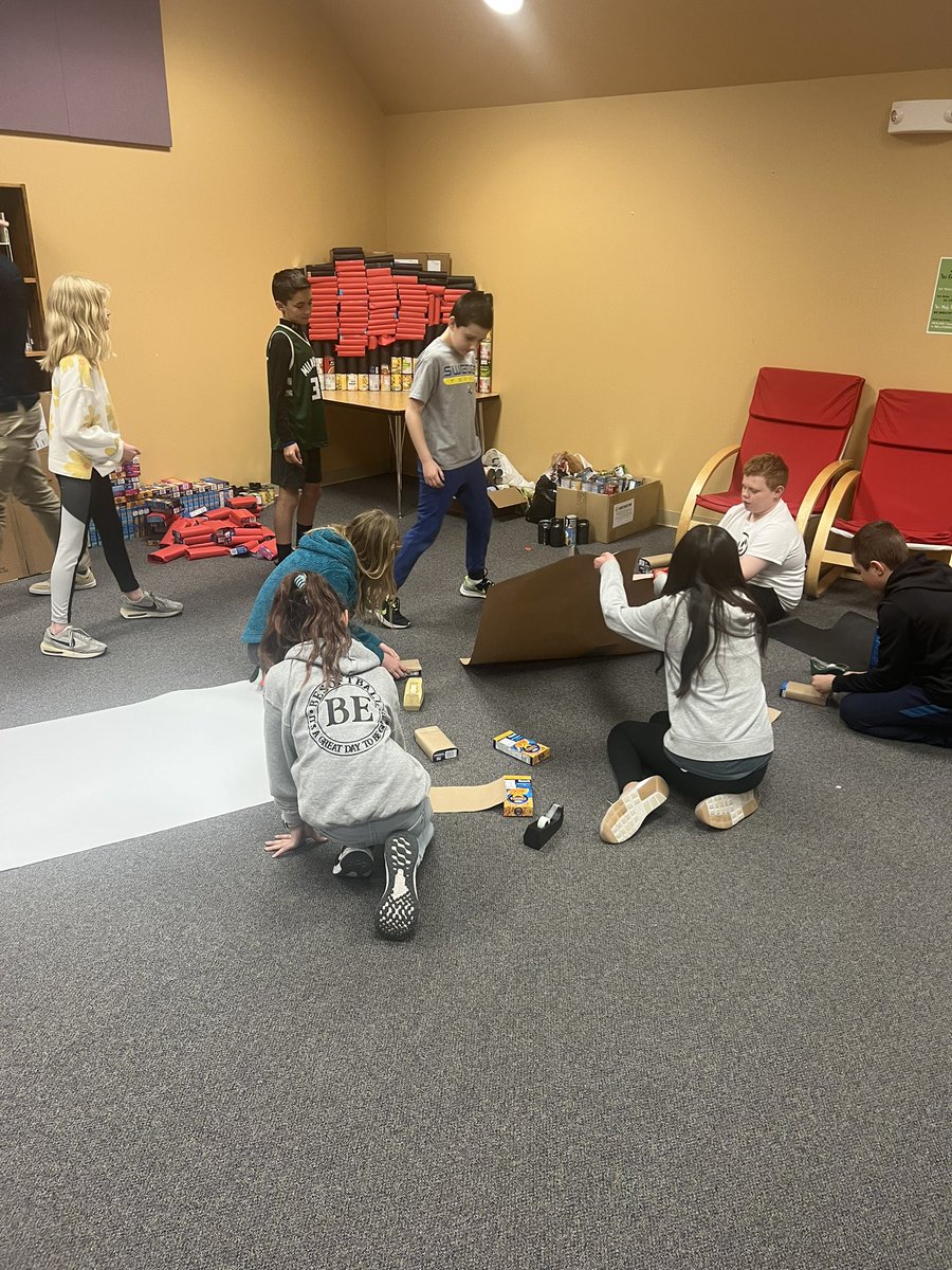 Coronado305's tweet photo. 4th and 5th grade students working on the CANstruction project for Salina Emergency Aid Food Bank! #CoronadoGrowsGreatness #305GrowsGreatness https://t.co/dK0LV4uEYy