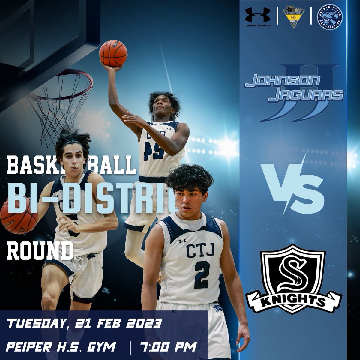 IT’S PLAYOFF TIME! The varsity <a href="/CTJ_BoysHoops/">CTJBoys_Hoops</a> team takes on Cibolo Steele in bi-district playoff action. Come out and support the boys! #JaguarPride

📅 Feb. 21
⏰ 7 p.m.
📍 Pieper High School

Playoff Game Ticket Link: brushfire.com/comal-isd/piep…