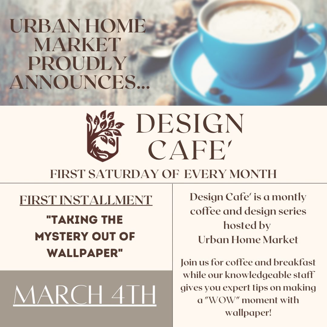 UrbanHomeMarket's tweet photo. We are so excited! Both locations, first Saturday of every month!!  First installment, WALLPAPER https://t.co/tZ30X0QI7y