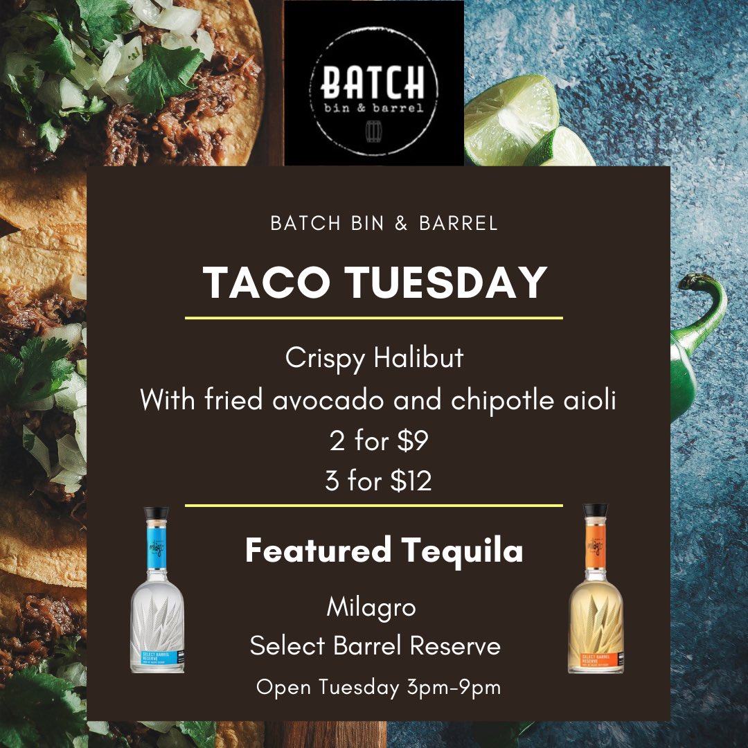 Taco Tuesday!!! 🌮🌮🌮 Open today 3pm-9pm, come by to try one of our best taco and tequila combinations yet😍