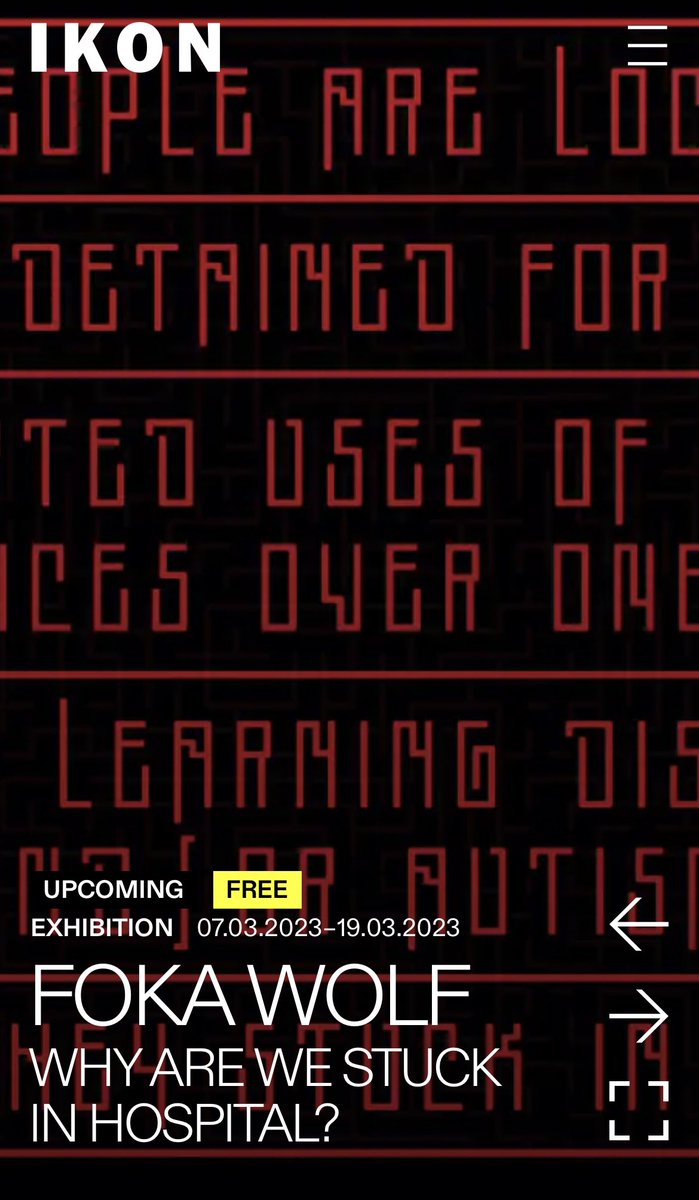 I can’t wait to reveal what I’ve been working on at <a href="/ikongallery/">Ikon</a> 

I was approached by the gallery and asked if I would be interested in creating an installation to shine a light on people with learning difficulties and/or autism that are trapped in hospitals.