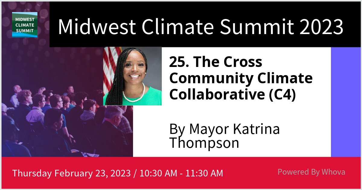 Broadview_Mayor's tweet photo. I am speaking at Midwest Climate Summit 2023. Please check out my talk if you're attending the event! #MidwestClimateSummit #MCS23 #C4 - via #Whova event app https://t.co/k8ANwqs04Y