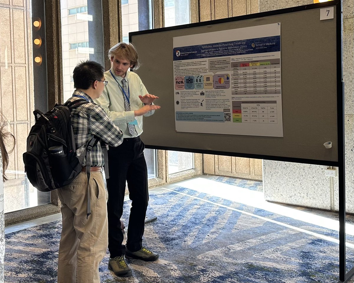 Nicole Poole, MD, MPH (@kiddocnic) on Twitter photo Caleb Matteson presents on ophthalmic abx overuse in outpatient settings #hcsrn2023. ~80% of #conjunctivitis led to rx. Pink eye is self limiting, let’s practice watchful waiting. Watch out med schools-he’s an applicant this year! <a href="/COPedsHandshake/">CU Antimicrobial Stewardship</a> #IDtwitter <a href="/HCSRN/">HCSRN</a> <a href="/ChildrensColo/">Children's Hospital Colorado</a> Caleb Matteson presents on ophthalmic abx overuse in outpatient settings #hcsrn2023. ~80% of #conjunctivitis led to rx. Pink eye is self limiting, let’s practice watchful waiting. Watch out med schools-he’s an applicant this year! <a href="/COPedsHandshake/">CU Antimicrobial Stewardship</a> #IDtwitter <a href="/HCSRN/">HCSRN</a> <a href="/ChildrensColo/">Children's Hospital Colorado</a>