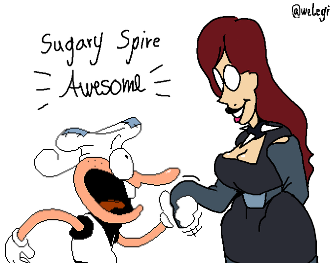 i'm very happy to announce that i've been brought onboard and will be working with the extremely talented folks over at @Sugary_Spire!! :D be sure to check out the demo on itch if you've played pizza tower!! <3 